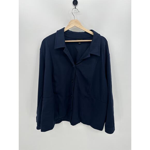 J.Jill Wearever Collection Button Front Jacket Cardigan Women 4X Navy Blue Rayon - Picture 1 of 10